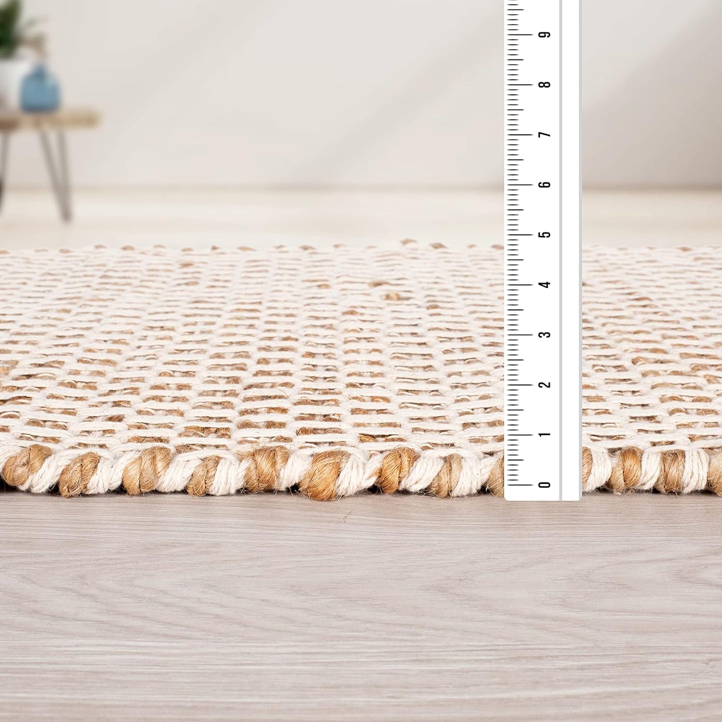 Jute Cotton Rug 2X3 Feet (24X36 Inches) Hand Woven by Skilled Artisans, Farmhouse Style, for Any Room of Your Home Décor – Honeycomb Weave Construction - Natural Jute Cotton Rug