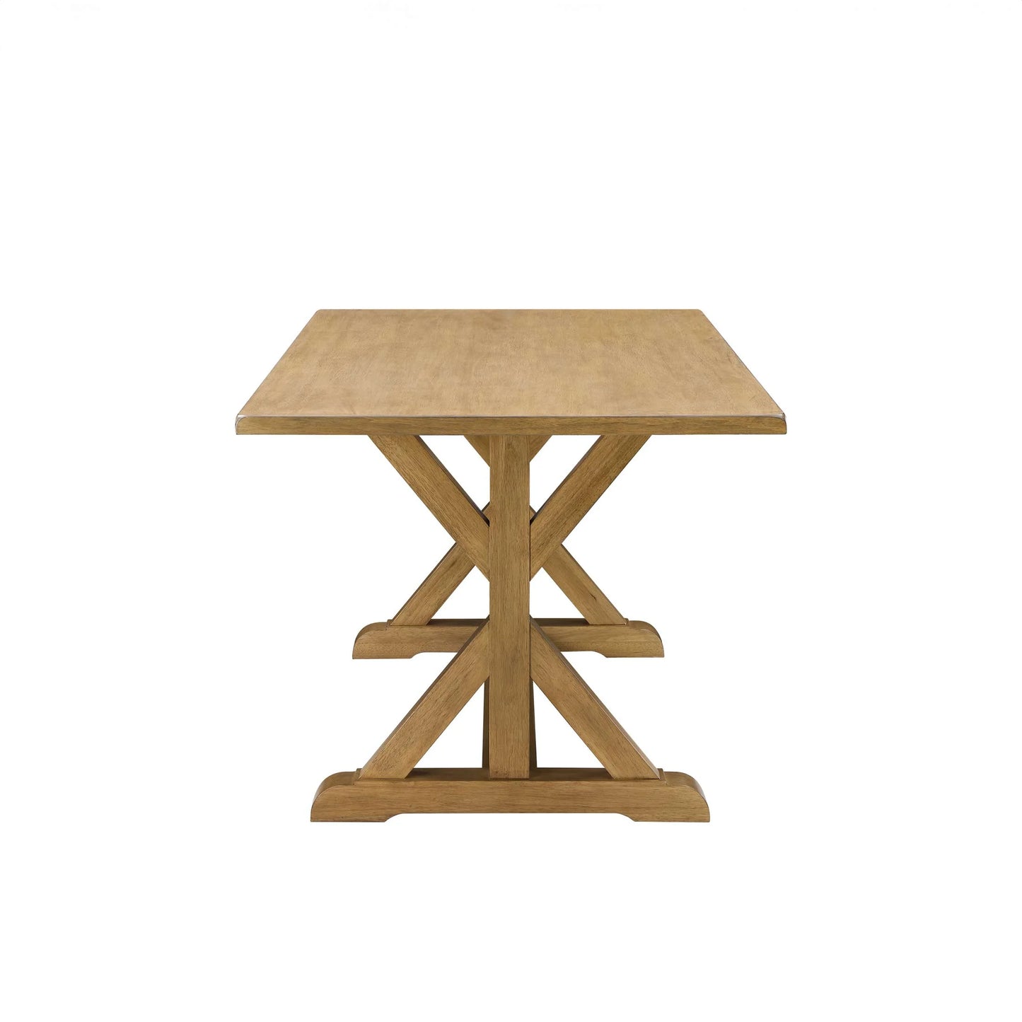 Modern 62 in Rectangle Solid Wood Dining Table, Light Honey