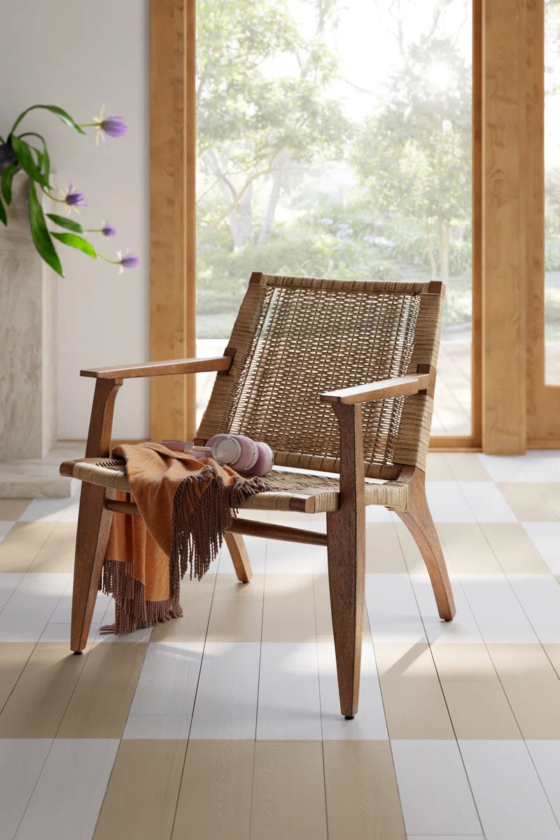 Clearwater Woven Rattan Solid Wood Armchair