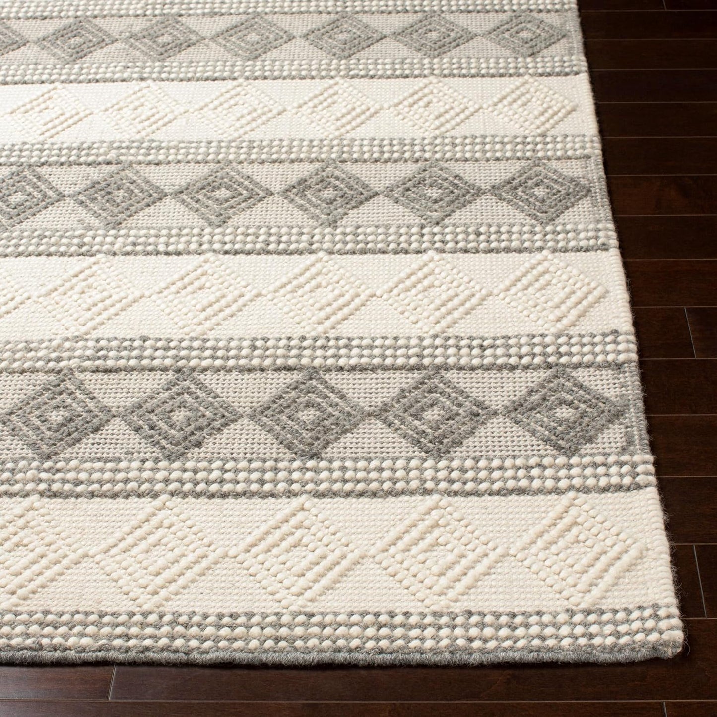 Mark&Day Wool Rugs, 2X8 Colville Cottage Charcoal Runner Area Rug, Grey White Carpet for Hallway, Kitchen, Bedroom or Living Room (2'6" X 8' Runner)
