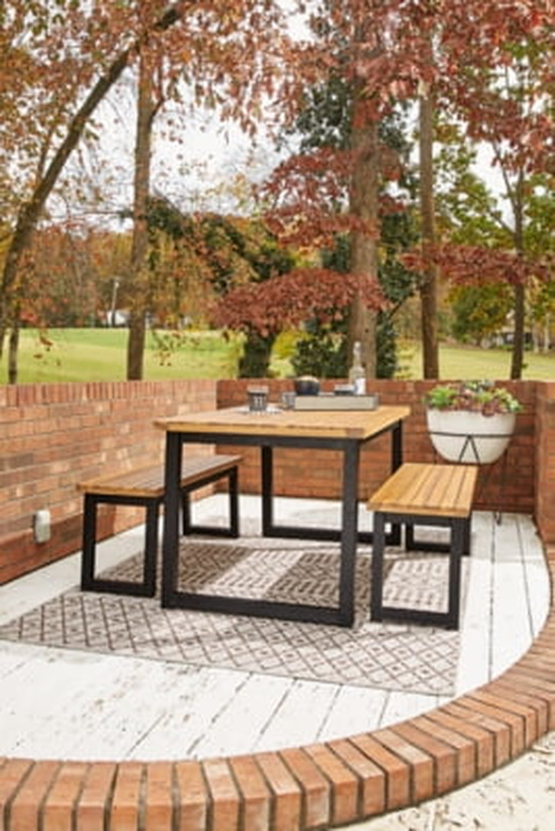 Casual Town Wood Outdoor Dining Table Set (Set of 3) Brown/Black