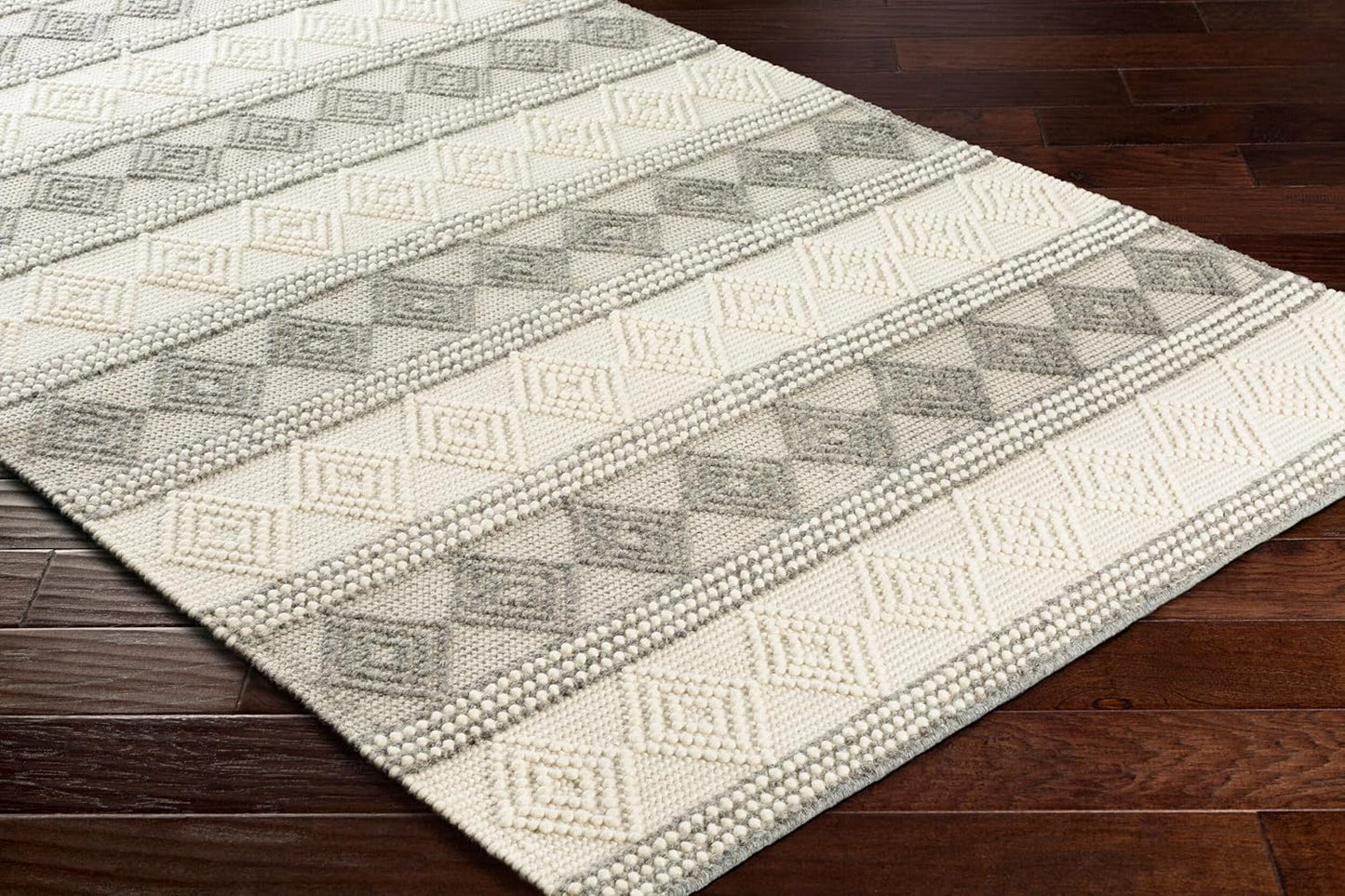Mark&Day Wool Rugs, 2X8 Colville Cottage Charcoal Runner Area Rug, Grey White Carpet for Hallway, Kitchen, Bedroom or Living Room (2'6" X 8' Runner)