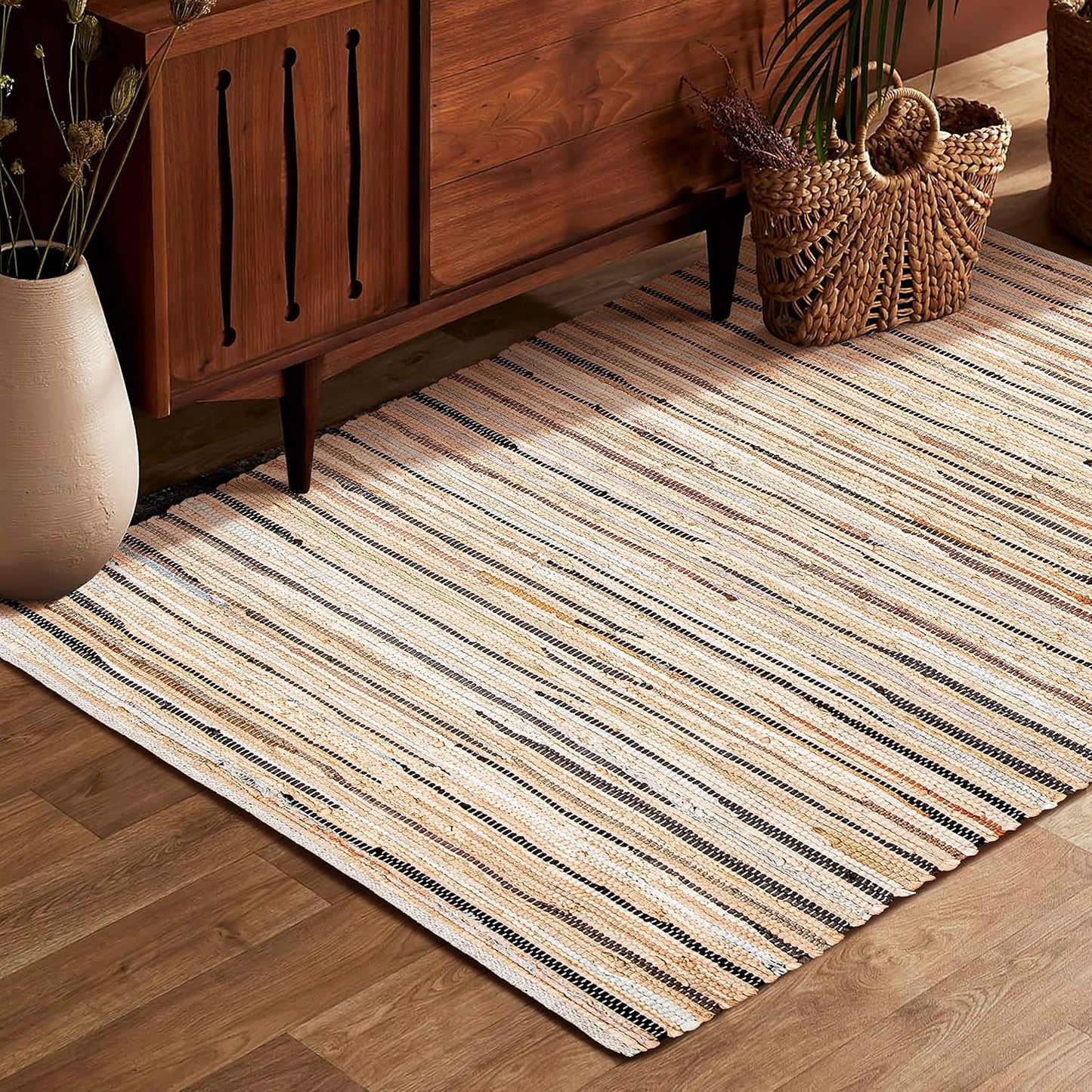 Rug Area Rugs Cotton Linen 2X3 Ft Multicolour Chindi for Livingroom Bedroom Washable Ragrug Reversible Farmhouse Kitchen Runnerrug Carpet Area Runner Mat for Hallway, Entryway