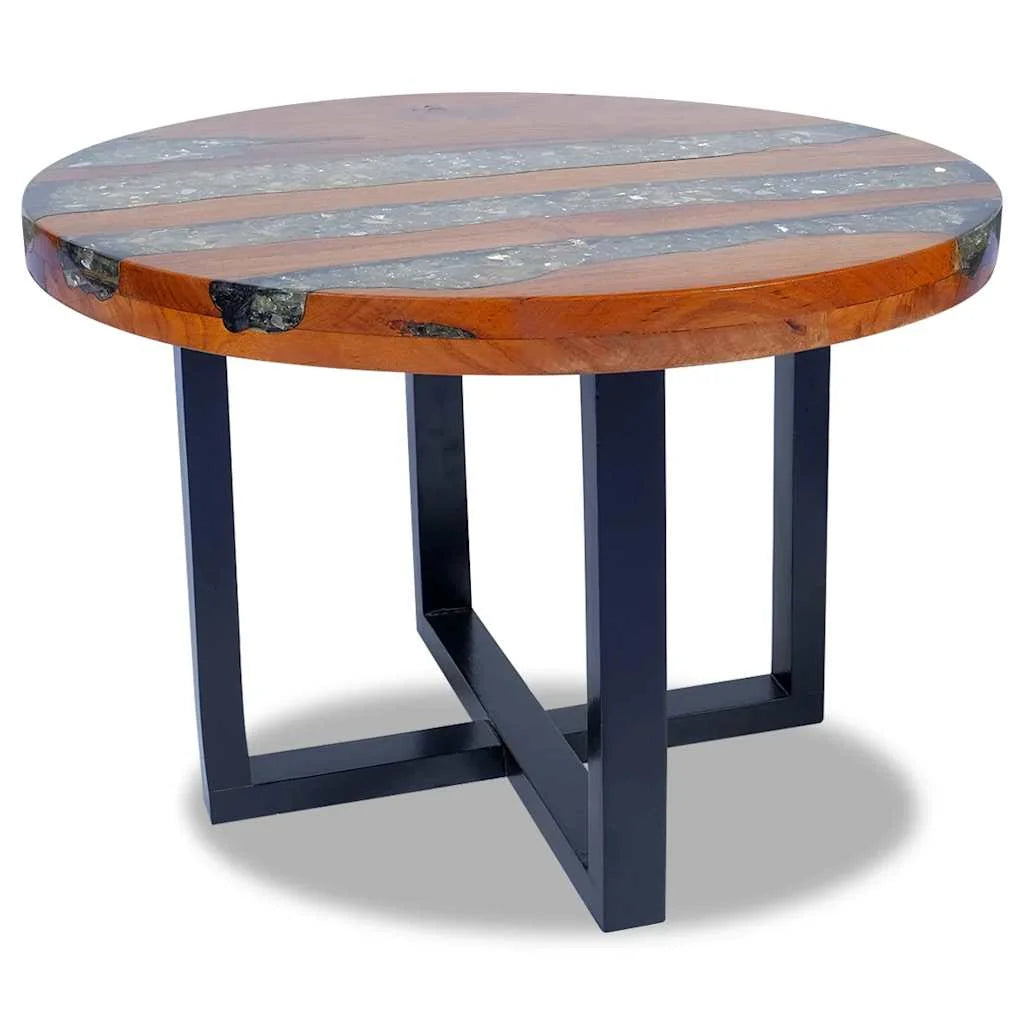 Coffee Table with Lacquer Finish, Handmade, 23.6''Φ X15.8'', Solid Teak Wood, Multicolor