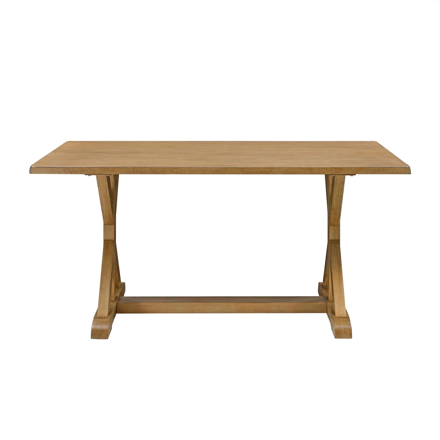 Modern 62 in Rectangle Solid Wood Dining Table, Light Honey