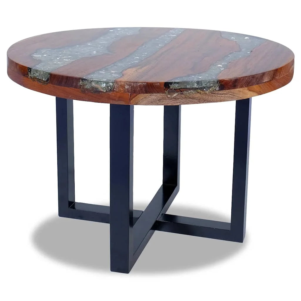 Coffee Table with Lacquer Finish, Handmade, 23.6''Φ X15.8'', Solid Teak Wood, Multicolor