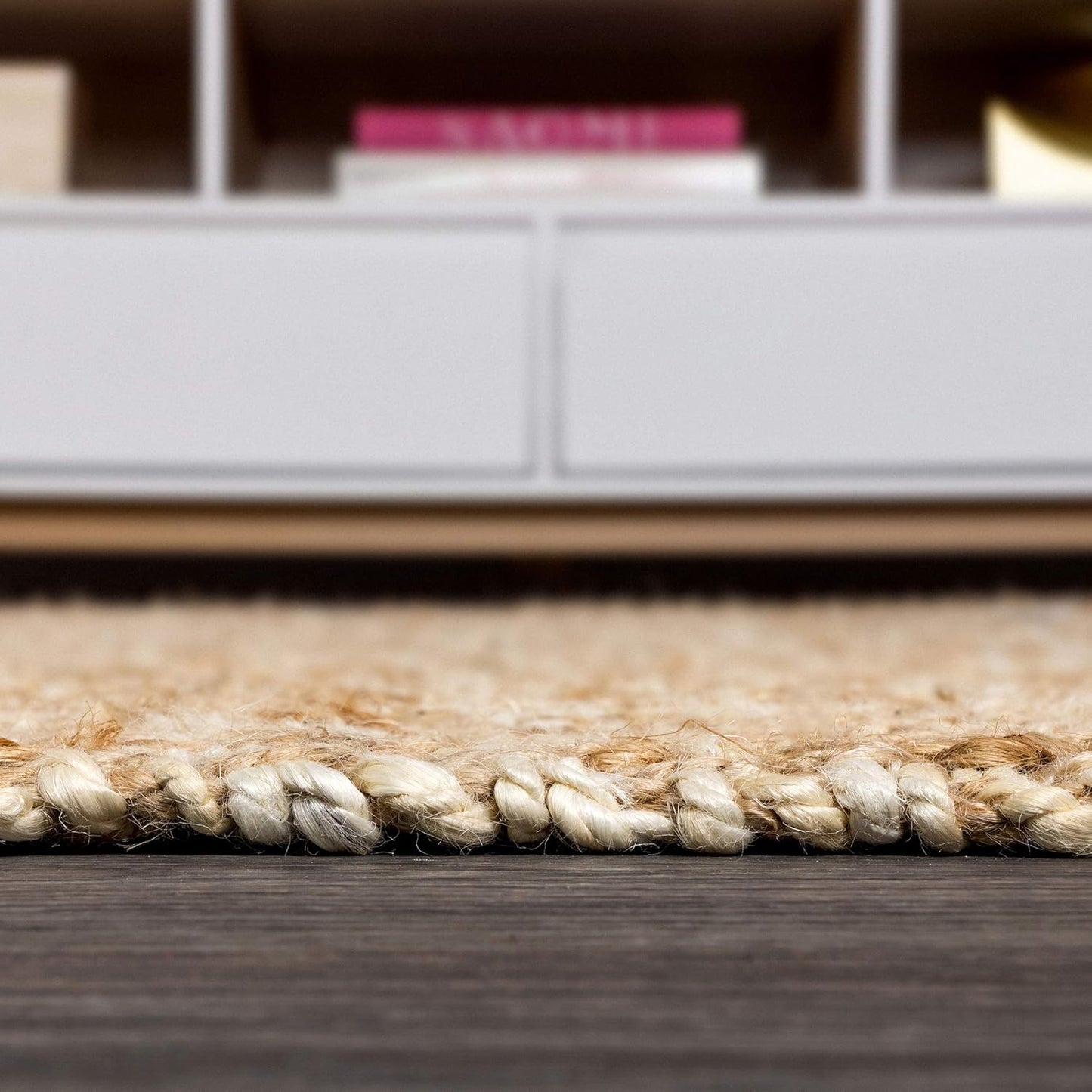NFR100A-8 Hira Hand Woven Diamond Chunky Jute Indoor Area-Rug Bohemian Farmhouse Easy-Cleaning Bedroom Kitchen Living Room Non Shedding, 92" X 120", Natural Color