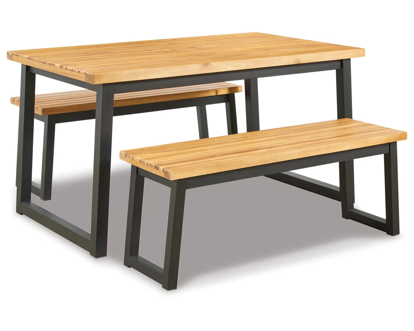 Casual Town Wood Outdoor Dining Table Set (Set of 3) Brown/Black