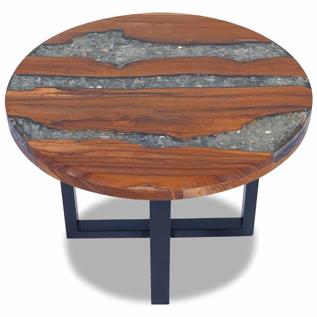 Coffee Table with Lacquer Finish, Handmade, 23.6''Φ X15.8'', Solid Teak Wood, Multicolor