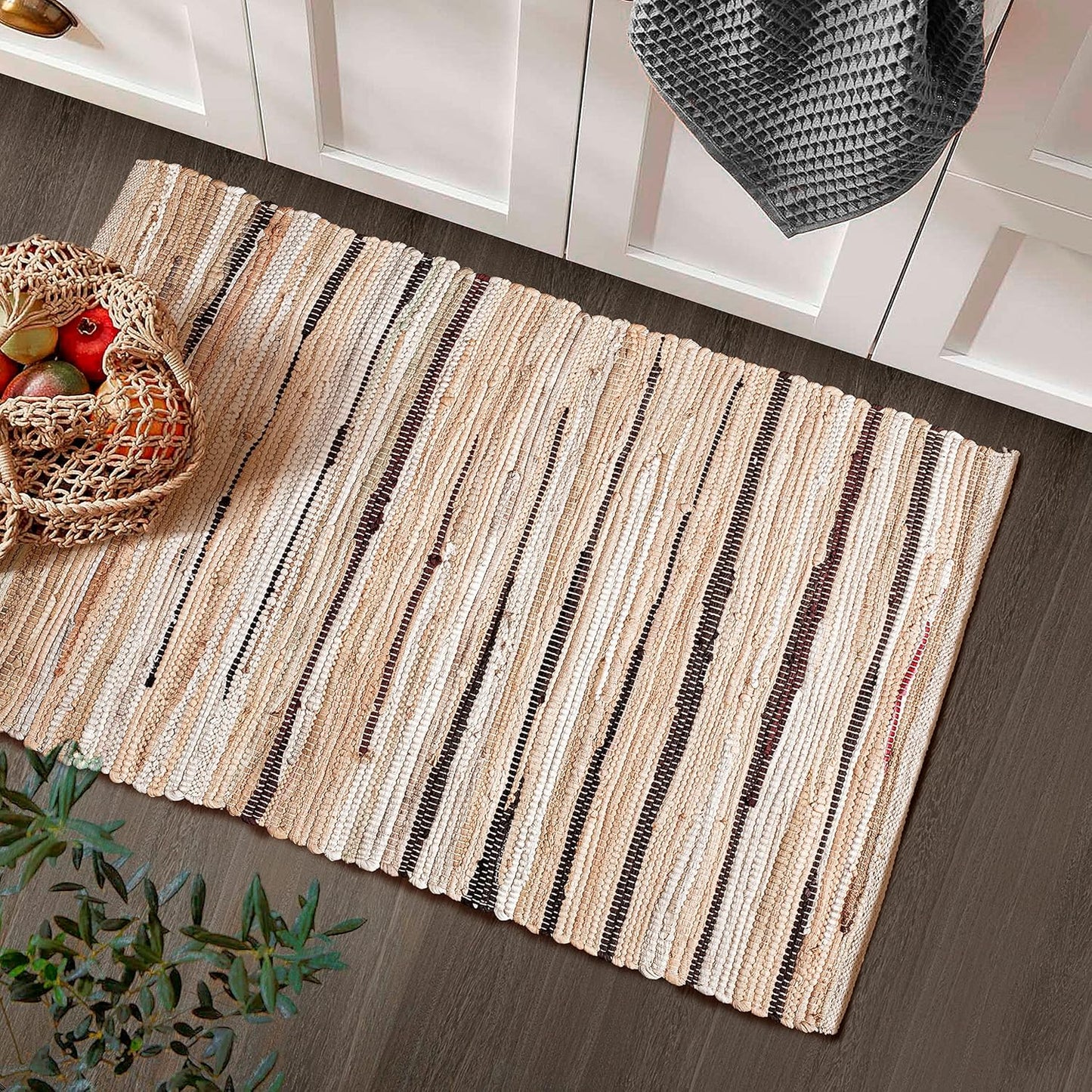 Rug Area Rugs Cotton Linen 2X3 Ft Multicolour Chindi for Livingroom Bedroom Washable Ragrug Reversible Farmhouse Kitchen Runnerrug Carpet Area Runner Mat for Hallway, Entryway