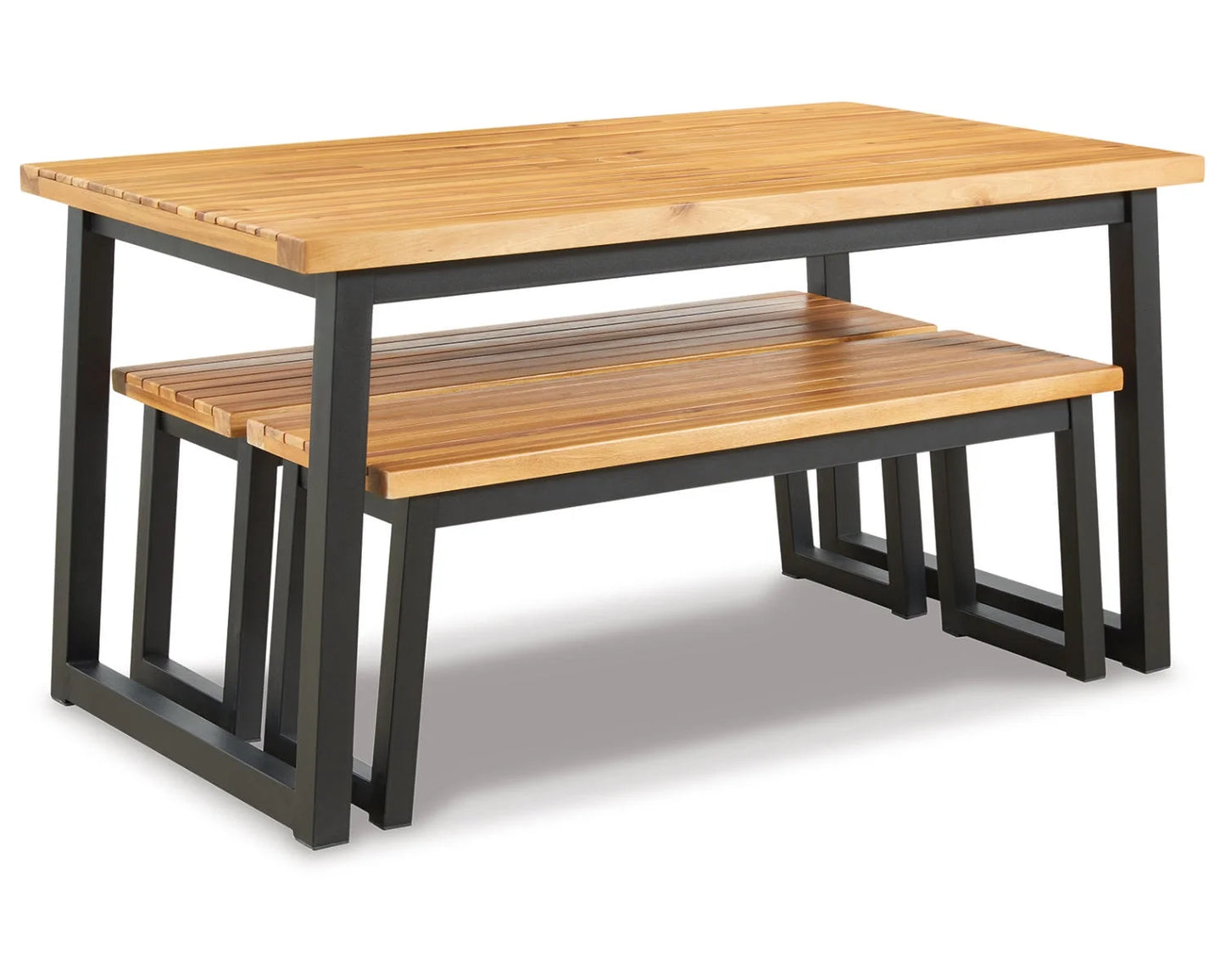 Casual Town Wood Outdoor Dining Table Set (Set of 3) Brown/Black