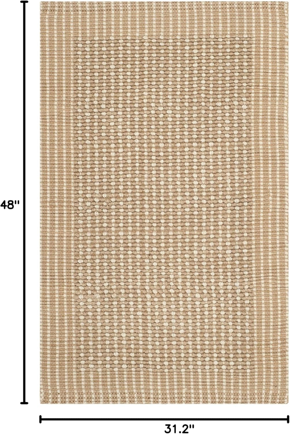 Natural Fiber Collection Accent Rug - 2'6" X 4', Ivory & Beige, Handmade Jute, Ideal for High Traffic Areas in Entryway, Living Room, Bedroom (NF449A)