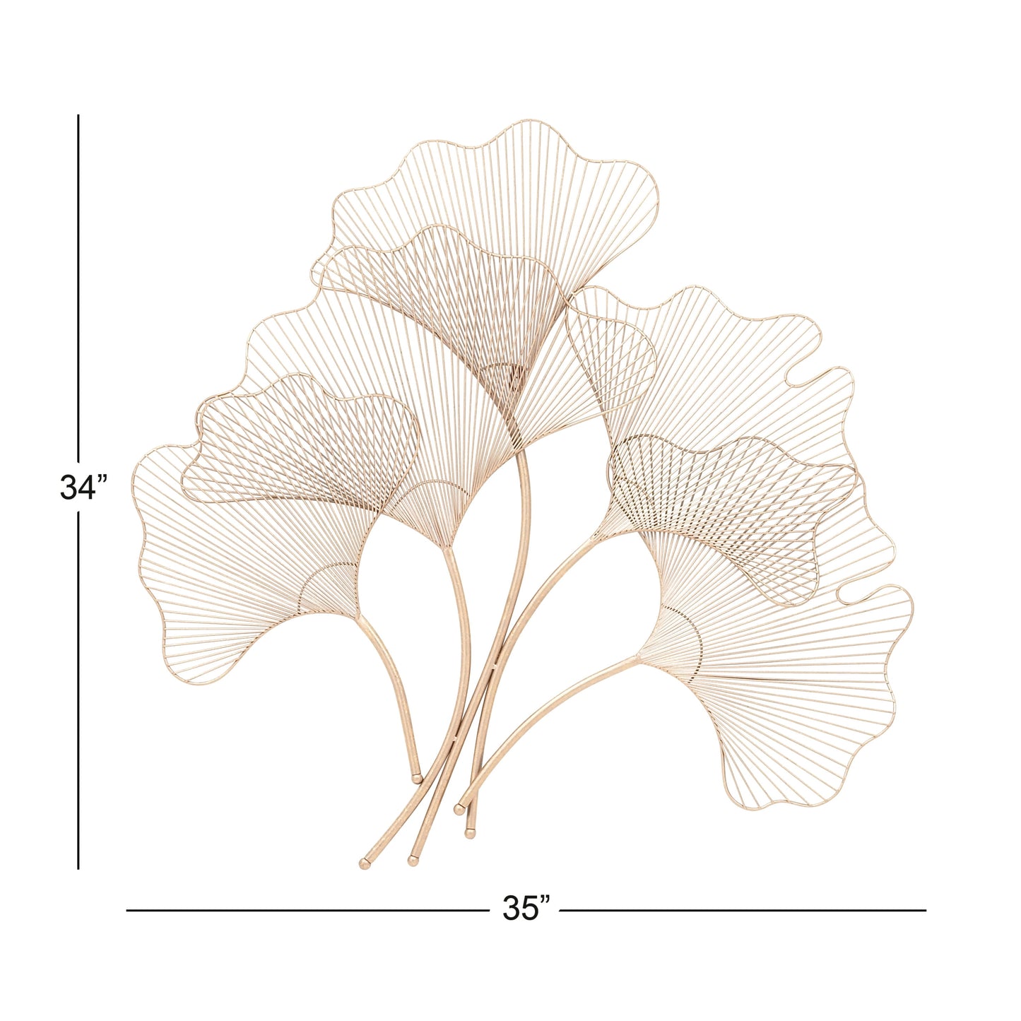 Copper Metal Gingko Leaf Wire Floral Wall Decor