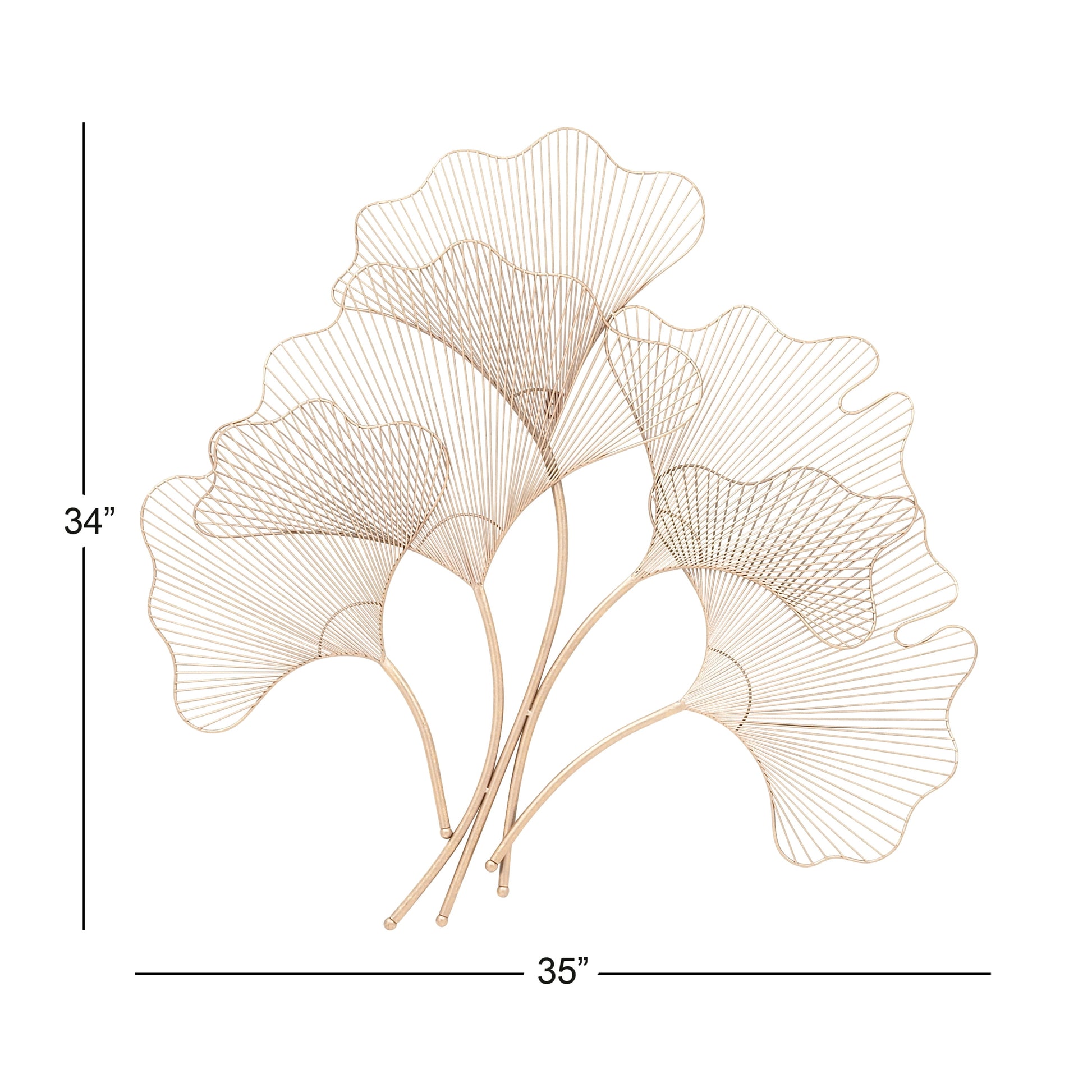 Copper Metal Gingko Leaf Wire Floral Wall Decor