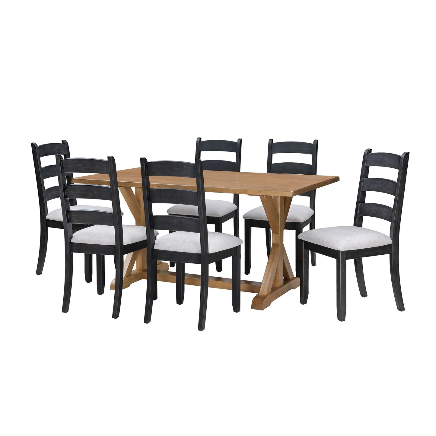 Modern 62 in Rectangle Solid Wood Dining Table, Light Honey