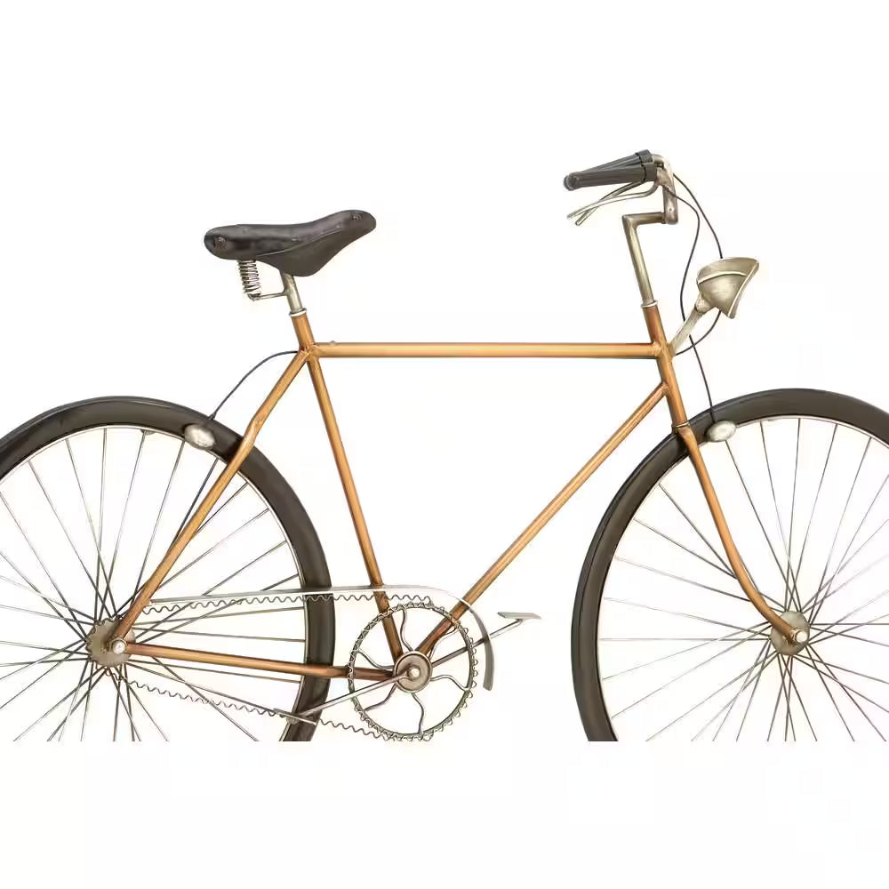 38 In. X 22 In. Metal Red Bike Wall Decor with Seat and Handles