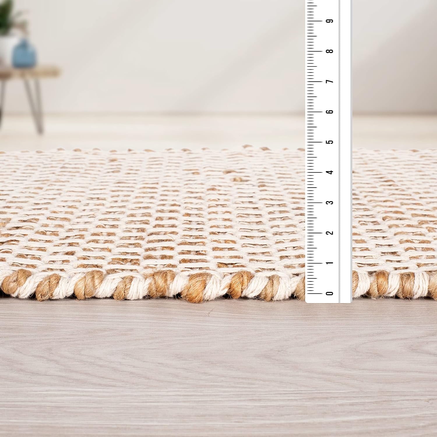 Jute Cotton Rug 2X3 Feet (24X36 Inches) Hand Woven by Skilled Artisans, Farmhouse Style, for Any Room of Your Home Décor – Honeycomb Weave Construction - Natural Jute Cotton Rug