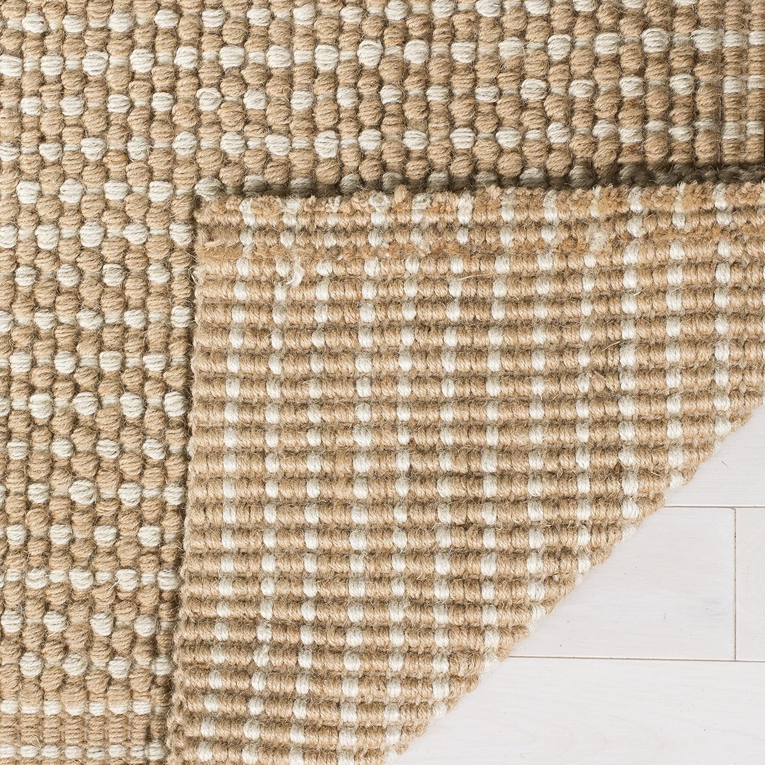 Natural Fiber Collection Accent Rug - 2'6" X 4', Ivory & Beige, Handmade Jute, Ideal for High Traffic Areas in Entryway, Living Room, Bedroom (NF449A)