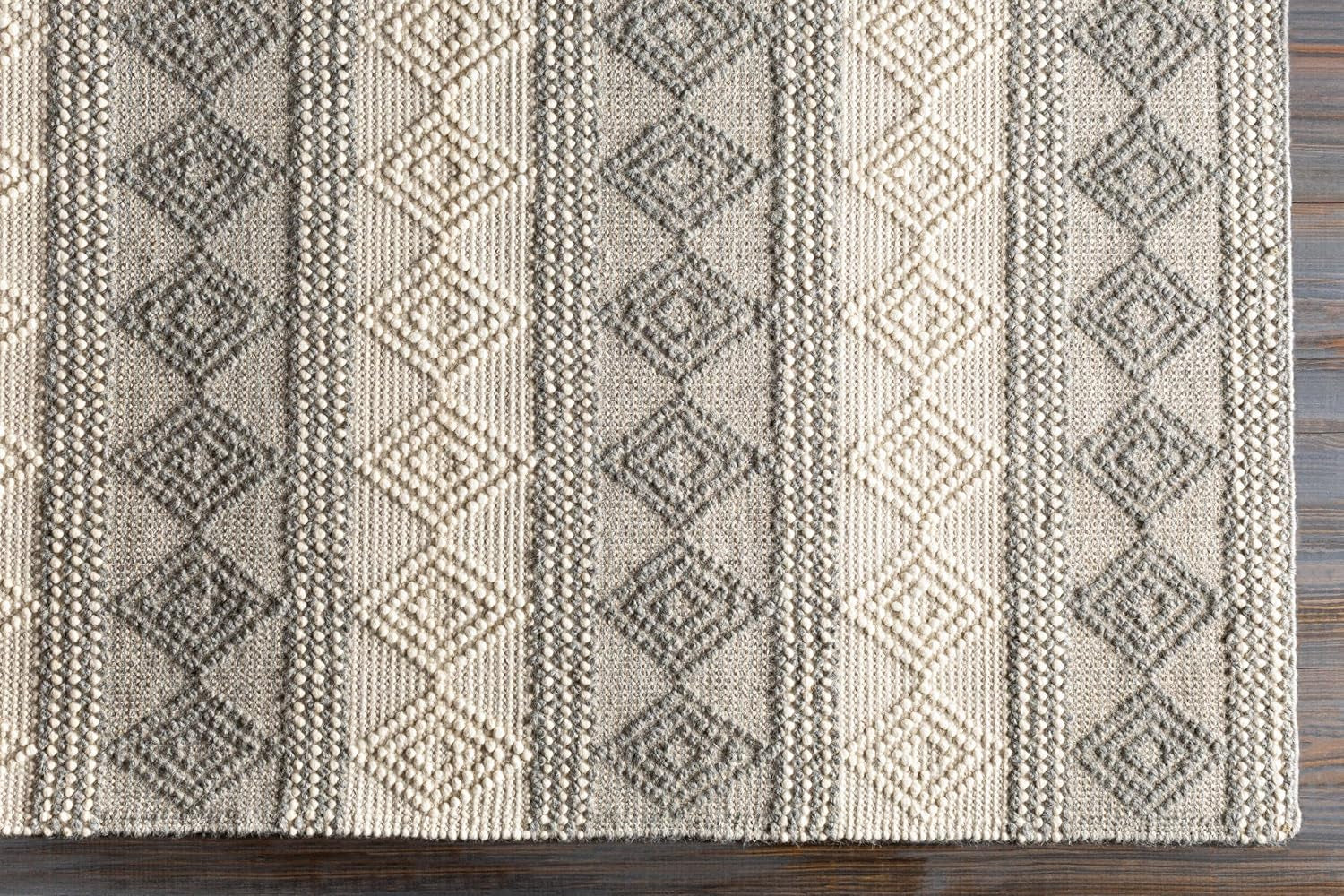 Mark&Day Wool Rugs, 2X8 Colville Cottage Charcoal Runner Area Rug, Grey White Carpet for Hallway, Kitchen, Bedroom or Living Room (2'6" X 8' Runner)