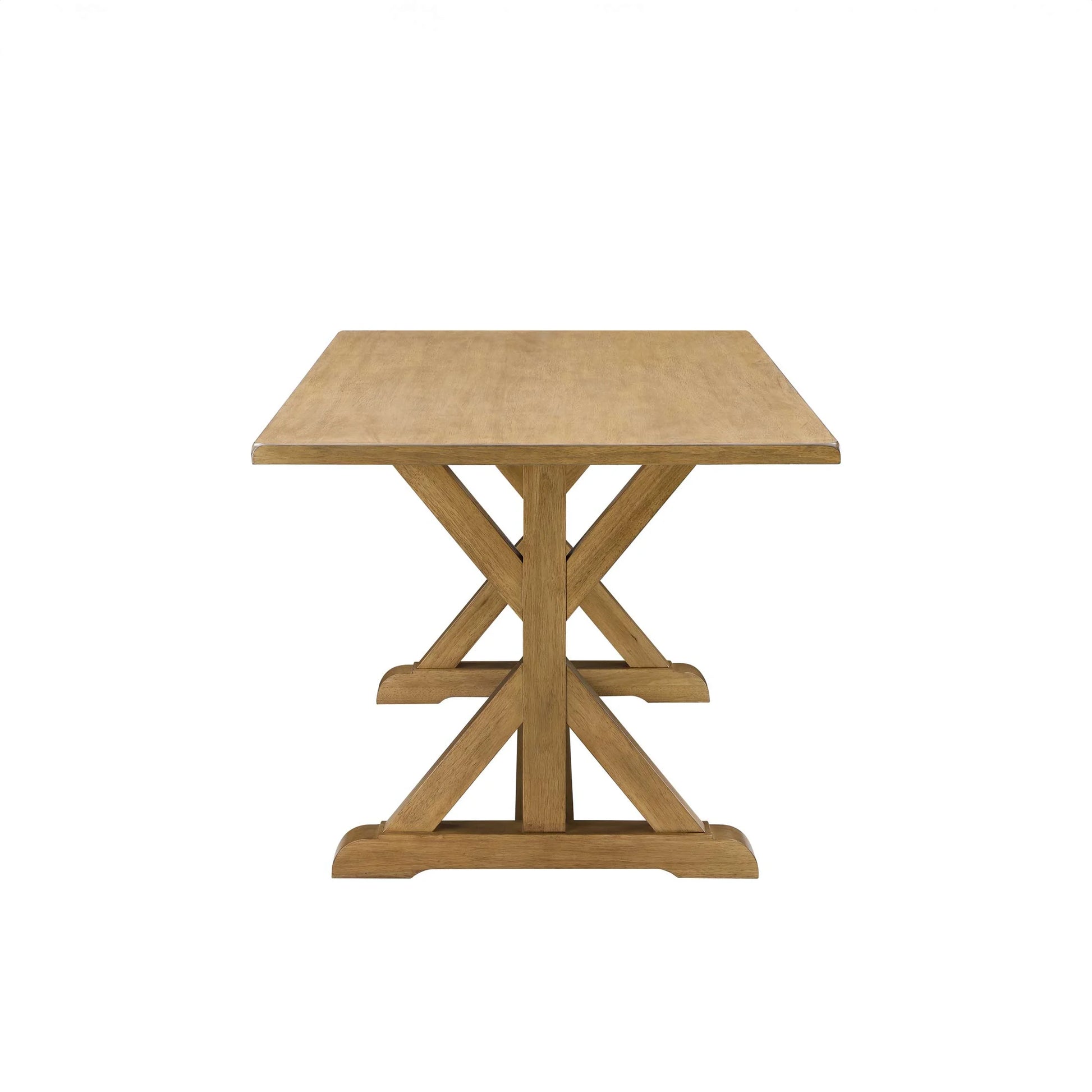 Modern 62 in Rectangle Solid Wood Dining Table, Light Honey
