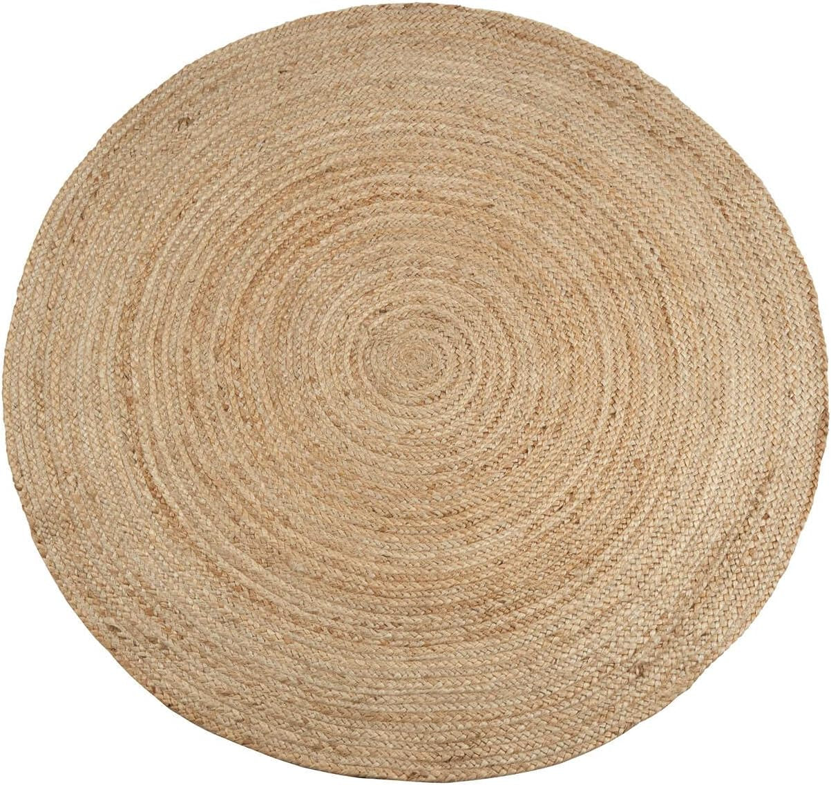 Handwoven Jute Area Rug, Natural Yarn, Rustic Vintage Braided Reversible Rug, Eco Friendly (6 Feet, Round)