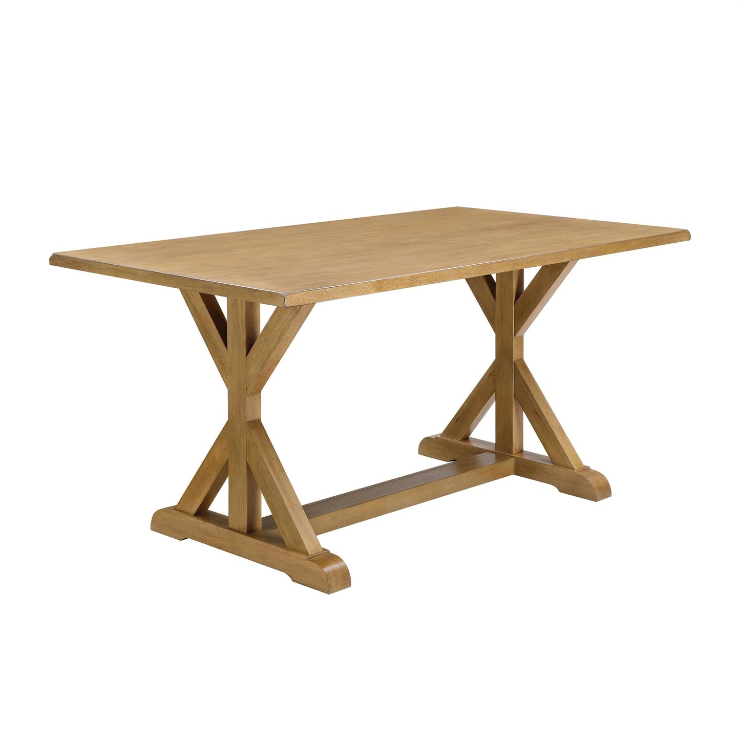 Modern 62 in Rectangle Solid Wood Dining Table, Light Honey
