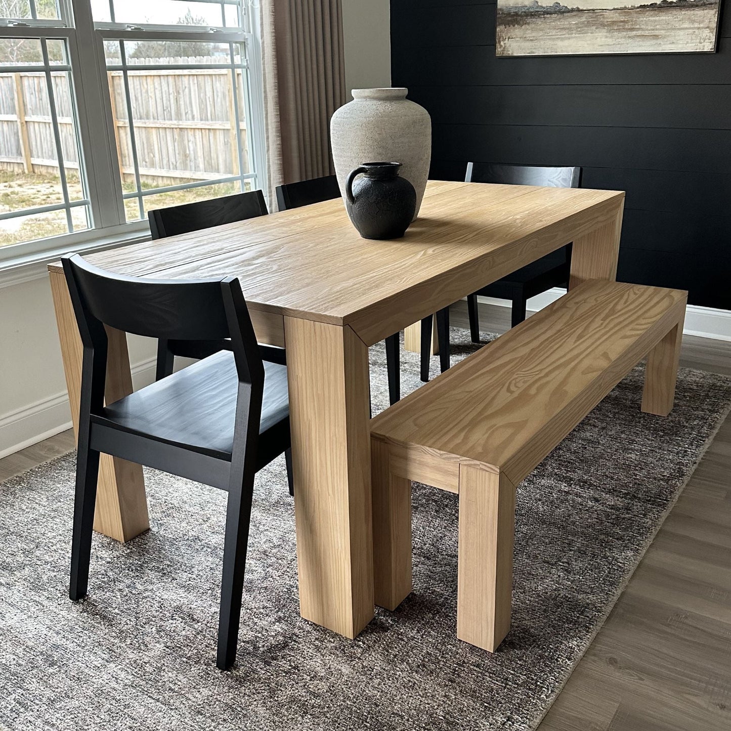 72" Modern Dining Table for 6, Solid Wood Rectangular Dining Table for Kitchen/Dining Room, Blonde Wirebrush