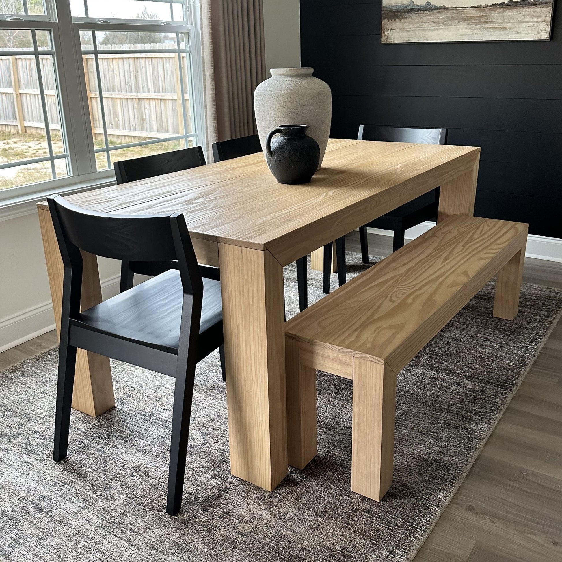 72" Modern Dining Table for 6, Solid Wood Rectangular Dining Table for Kitchen/Dining Room, Blonde Wirebrush