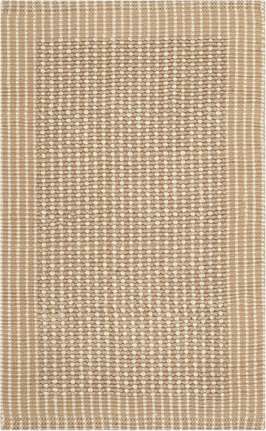 Natural Fiber Collection Accent Rug - 2'6" X 4', Ivory & Beige, Handmade Jute, Ideal for High Traffic Areas in Entryway, Living Room, Bedroom (NF449A)