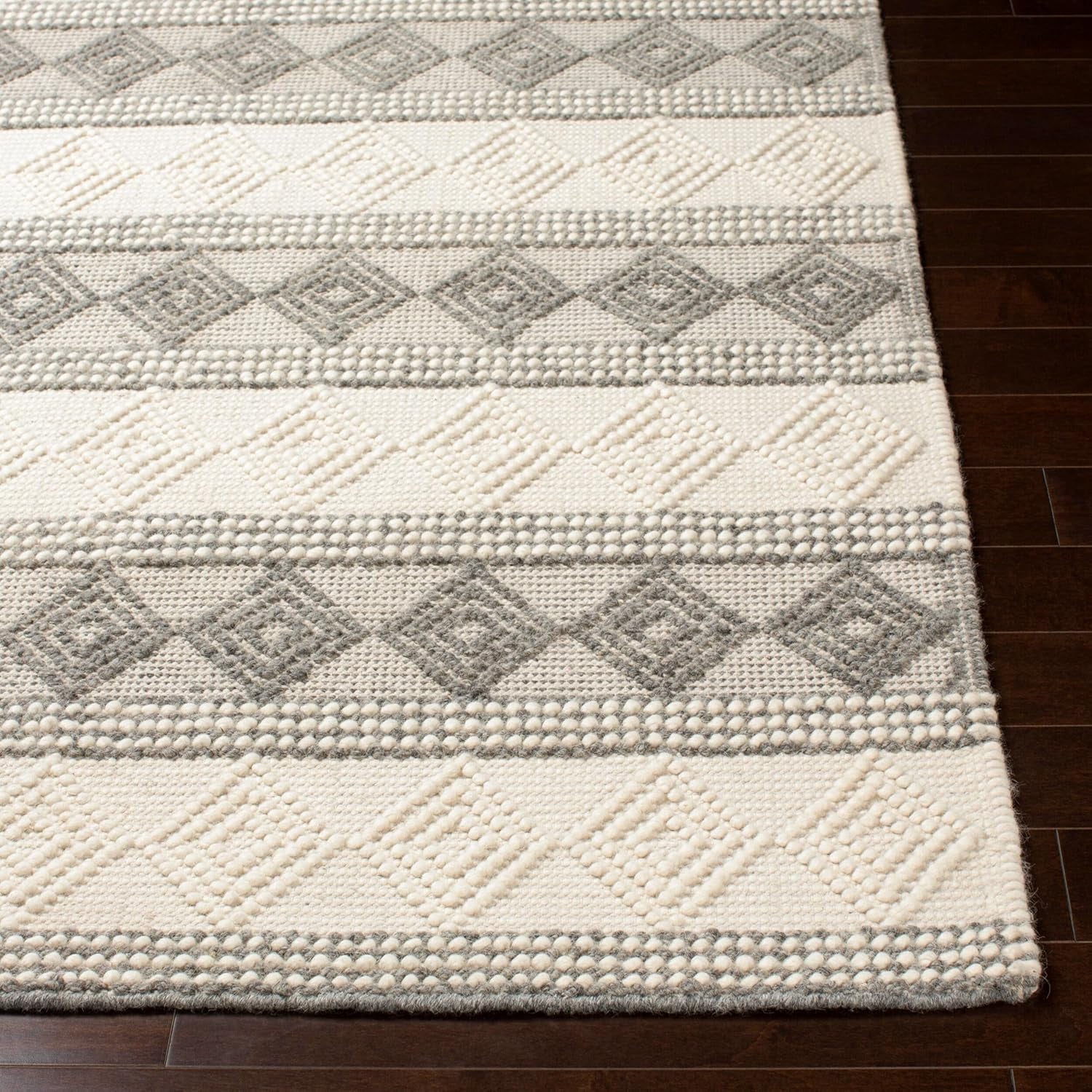 Mark&Day Wool Rugs, 2X8 Colville Cottage Charcoal Runner Area Rug, Grey White Carpet for Hallway, Kitchen, Bedroom or Living Room (2'6" X 8' Runner)