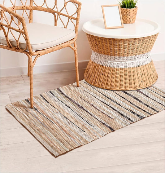 Rug Area Rugs Cotton Linen 2X3 Ft Multicolour Chindi for Livingroom Bedroom Washable Ragrug Reversible Farmhouse Kitchen Runnerrug Carpet Area Runner Mat for Hallway, Entryway
