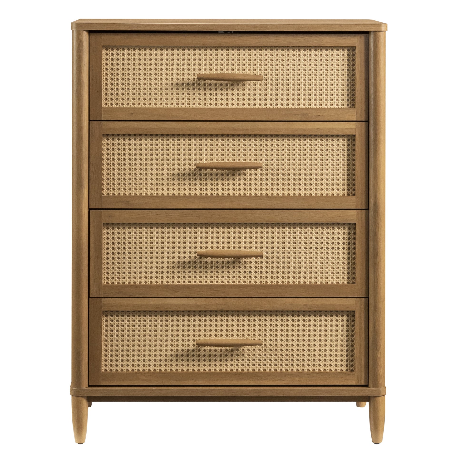 Springwood Caning 4-Drawer Dresser, Light Honey Finish