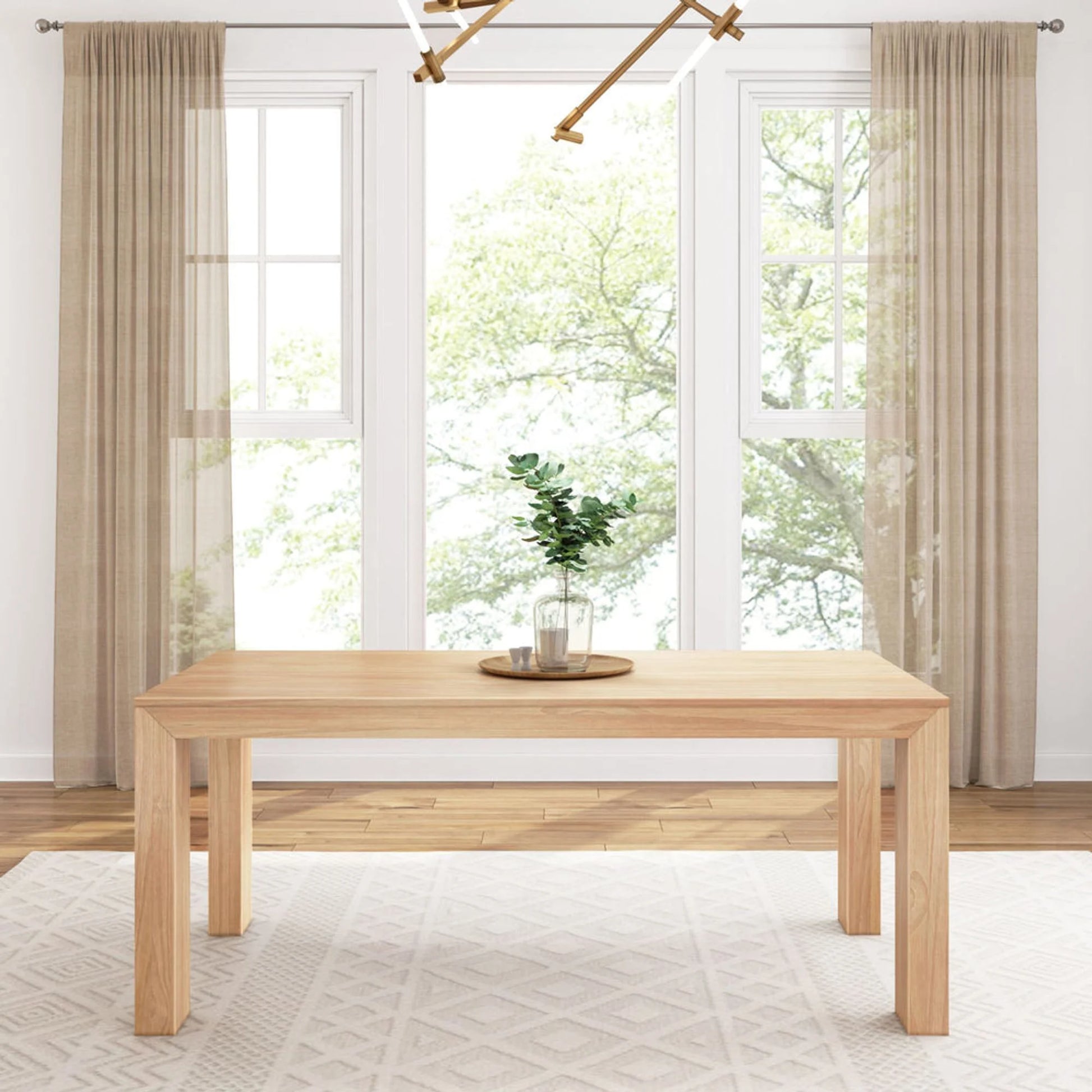 72" Modern Dining Table for 6, Solid Wood Rectangular Dining Table for Kitchen/Dining Room, Blonde Wirebrush