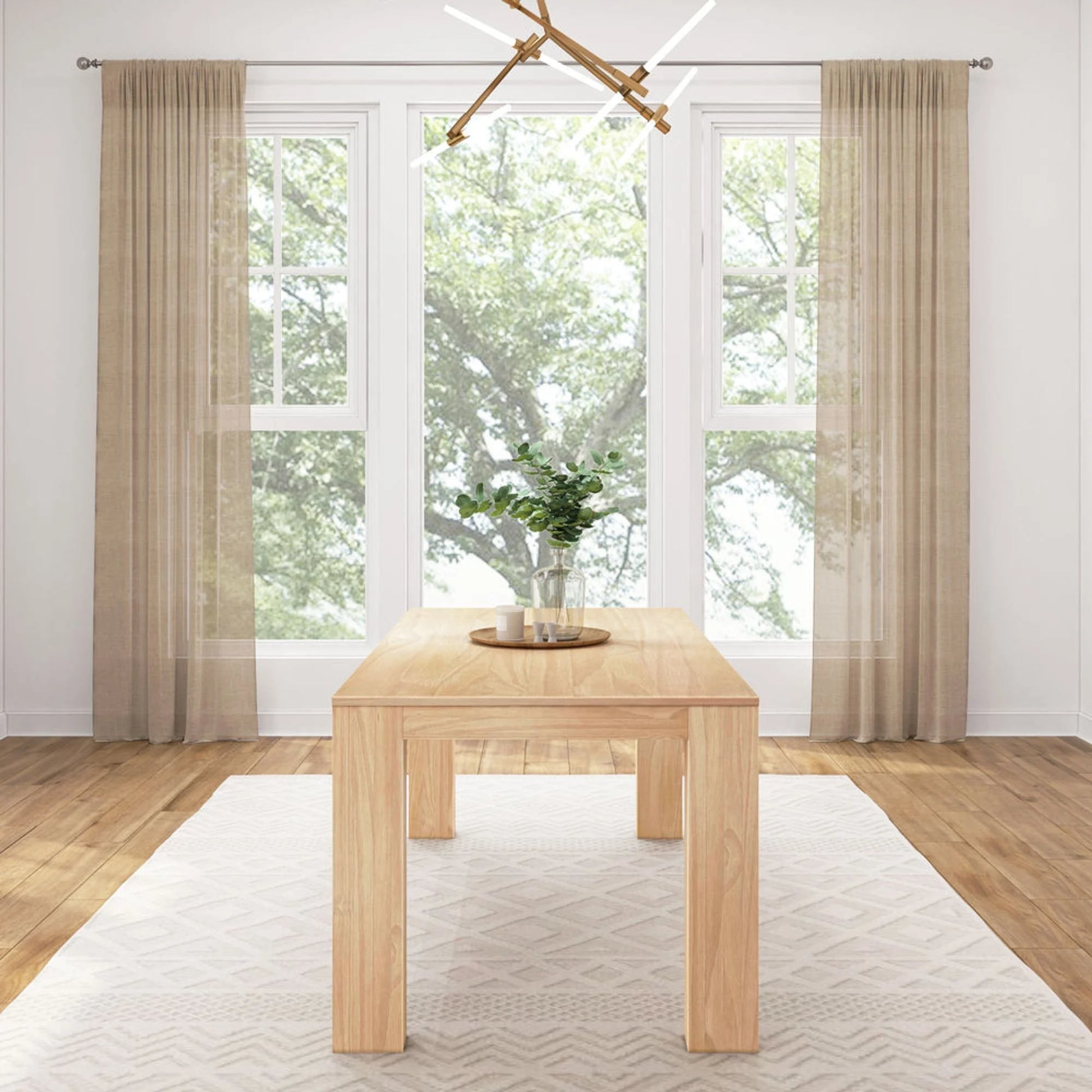 72" Modern Dining Table for 6, Solid Wood Rectangular Dining Table for Kitchen/Dining Room, Blonde Wirebrush