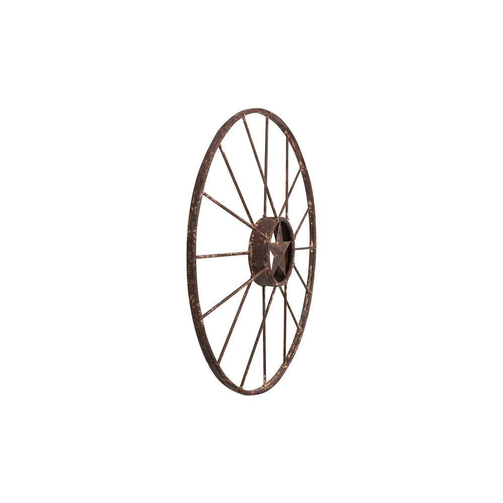 Metal Brown Wagon Wheel Wall Decor
