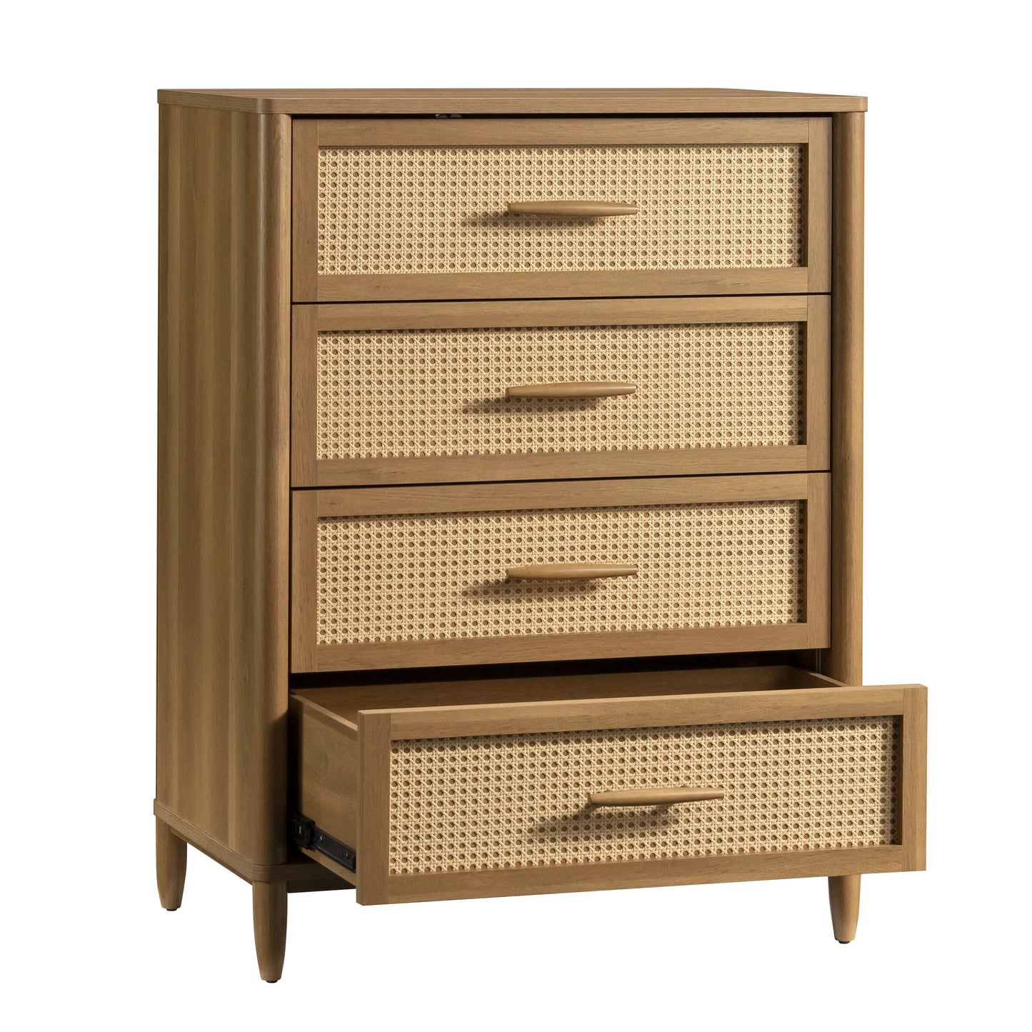 Springwood Caning 4-Drawer Dresser, Light Honey Finish