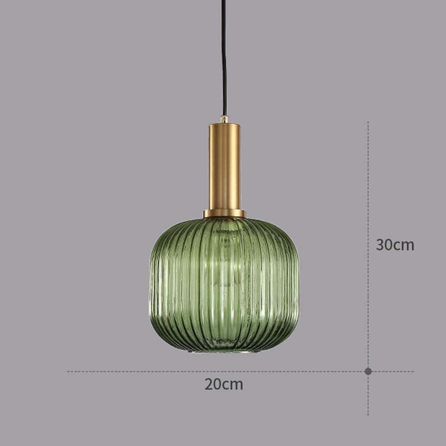 MZSUS 7.8'' Glass Pendant Light,Gold Copper Pendant Light Socket with Green Glass Pendant Lamp Shade,Led Hanging Lamp (Green)