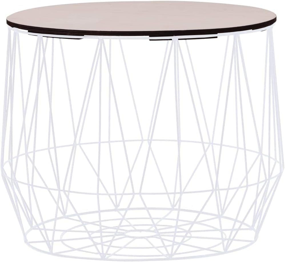 Set of 2 Coffee Table MDF Cover up and Metal Frame Endside Tables for Home,Living Room Home Furniture Home Decor White