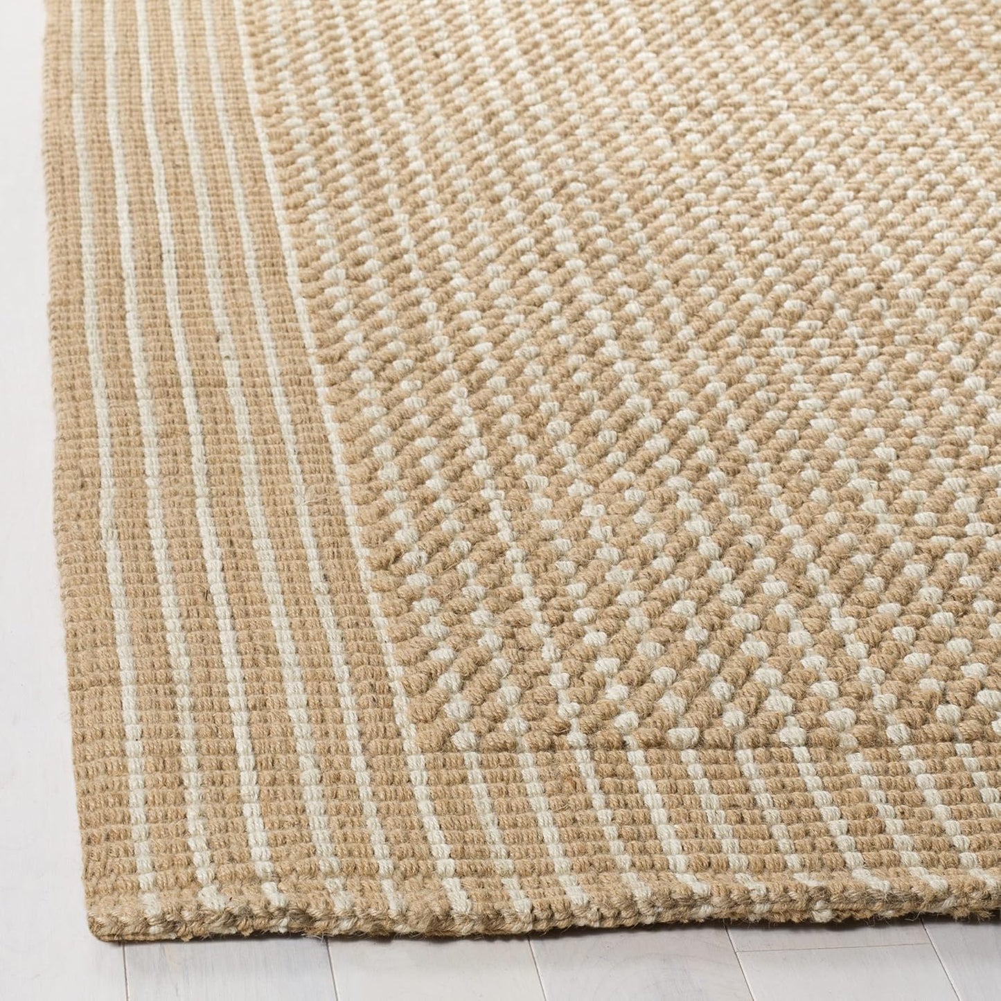 Natural Fiber Collection Accent Rug - 2'6" X 4', Ivory & Beige, Handmade Jute, Ideal for High Traffic Areas in Entryway, Living Room, Bedroom (NF449A)