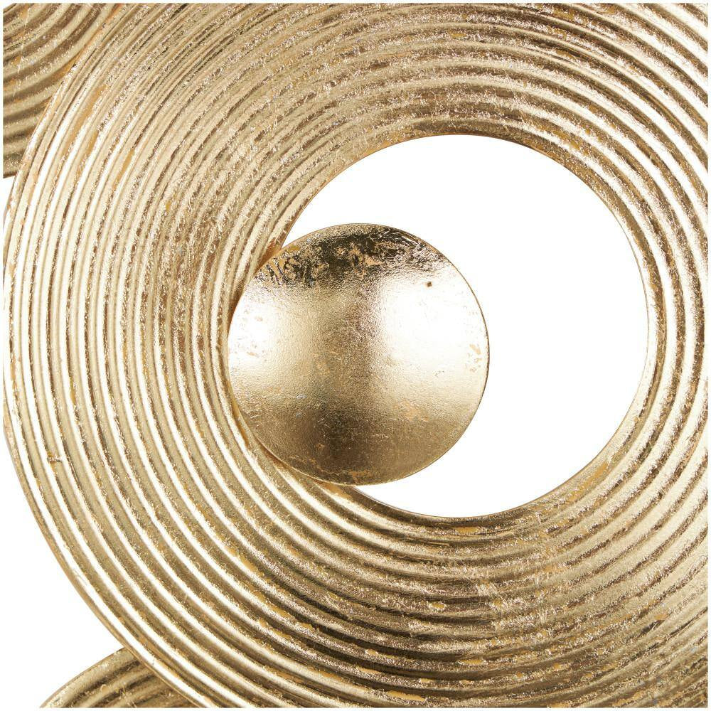 Metal Gold Stacked Circle Ring Abstract Wall Decor with Groove Texture