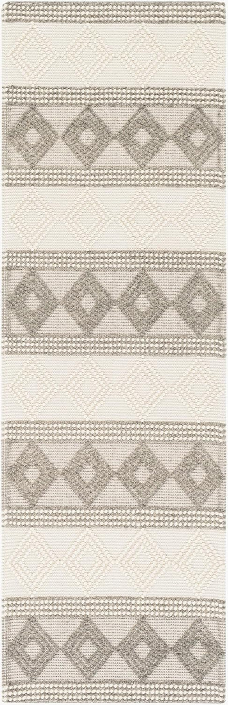 Mark&Day Wool Rugs, 2X8 Colville Cottage Charcoal Runner Area Rug, Grey White Carpet for Hallway, Kitchen, Bedroom or Living Room (2'6" X 8' Runner)