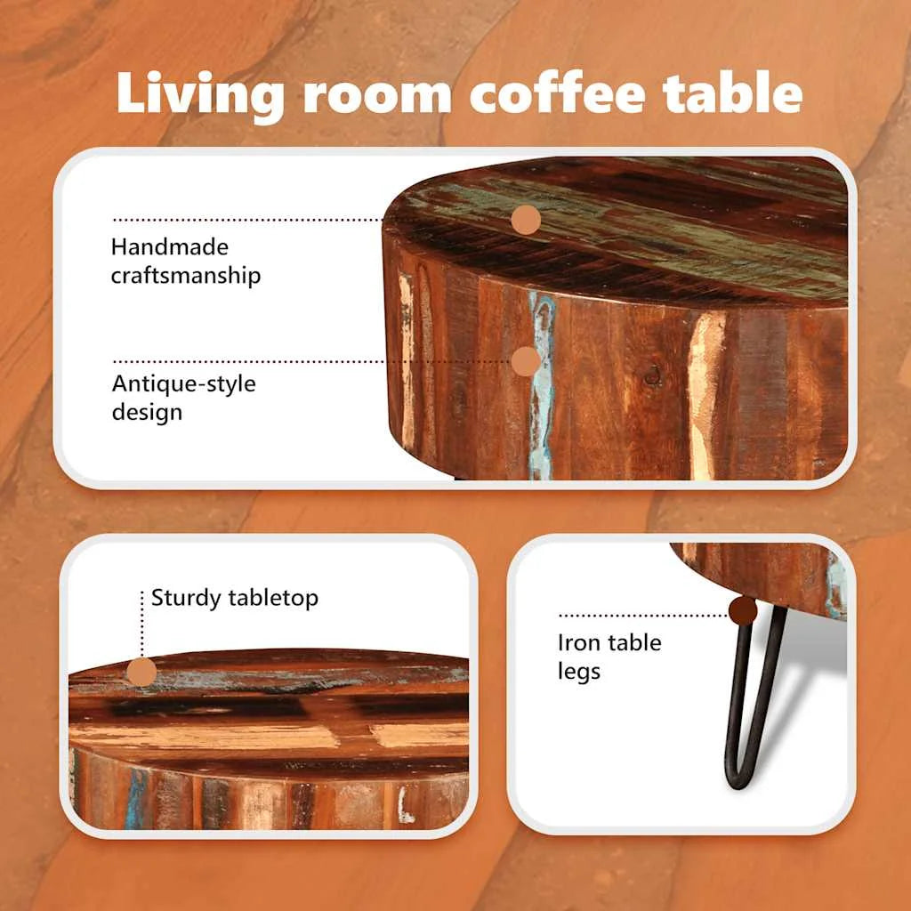 Coffee Table Solid Reclaimed Wood Round