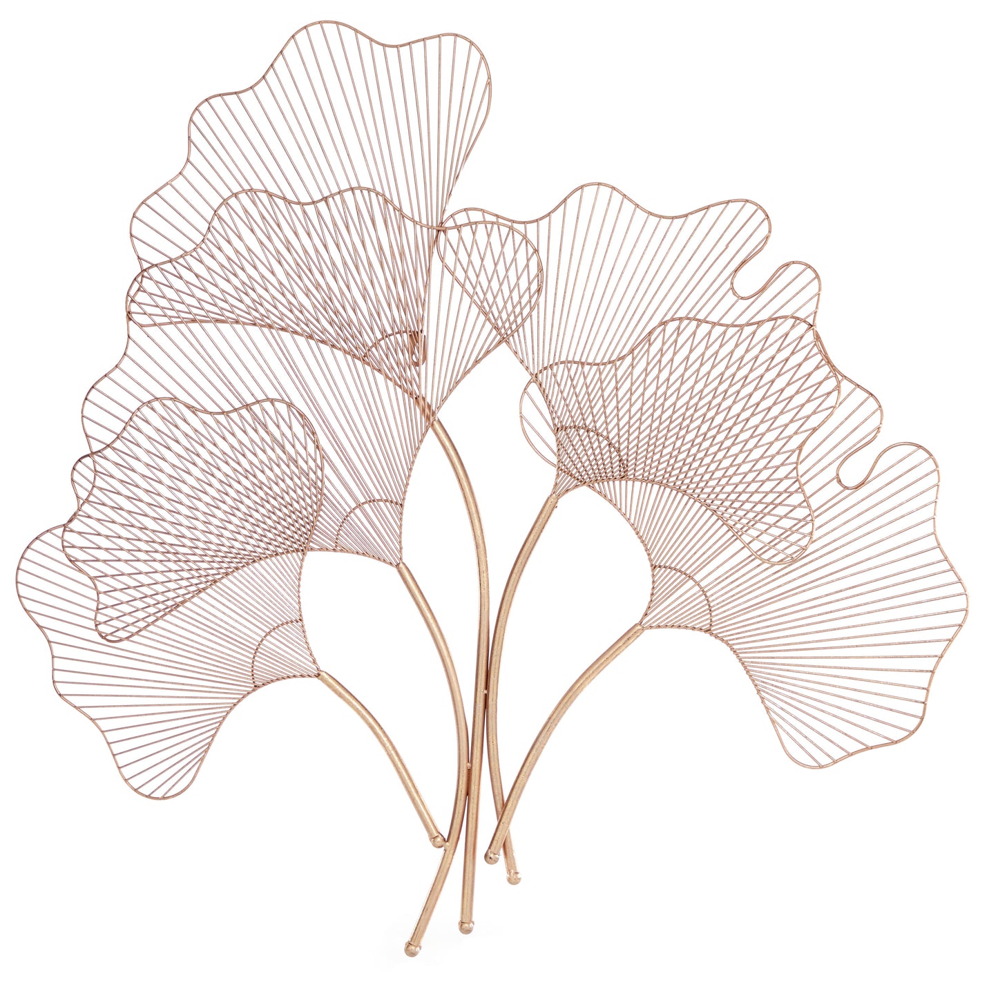 Copper Metal Gingko Leaf Wire Floral Wall Decor