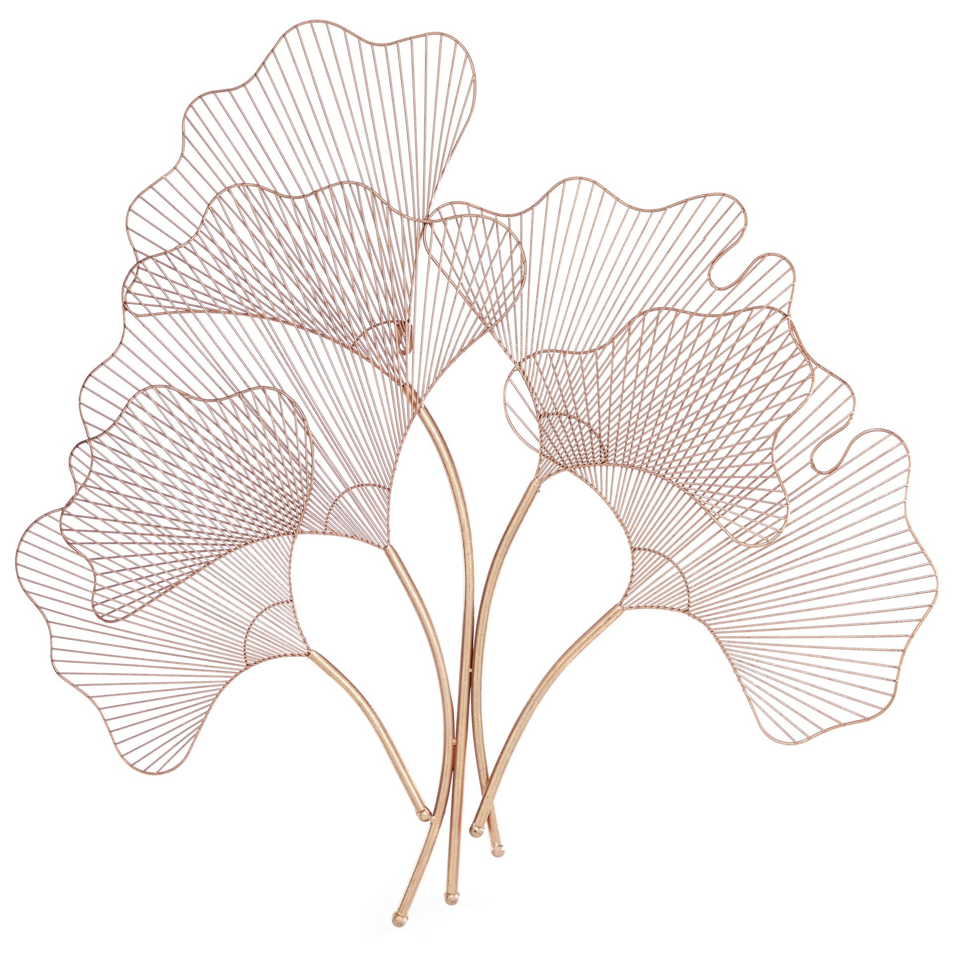 Copper Metal Gingko Leaf Wire Floral Wall Decor