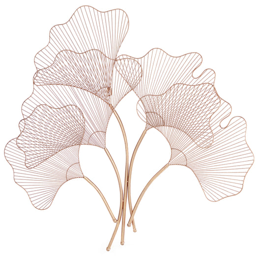 Copper Metal Gingko Leaf Wire Floral Wall Decor