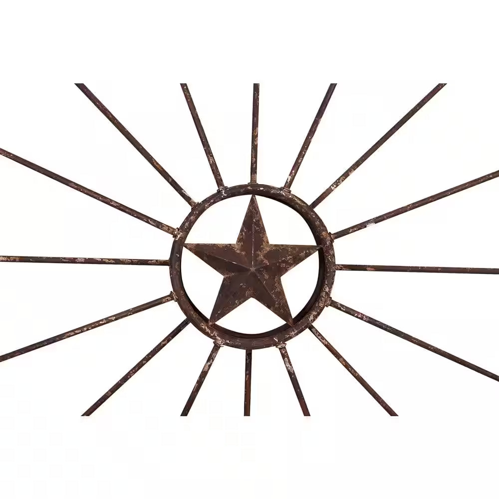 Metal Brown Wagon Wheel Wall Decor