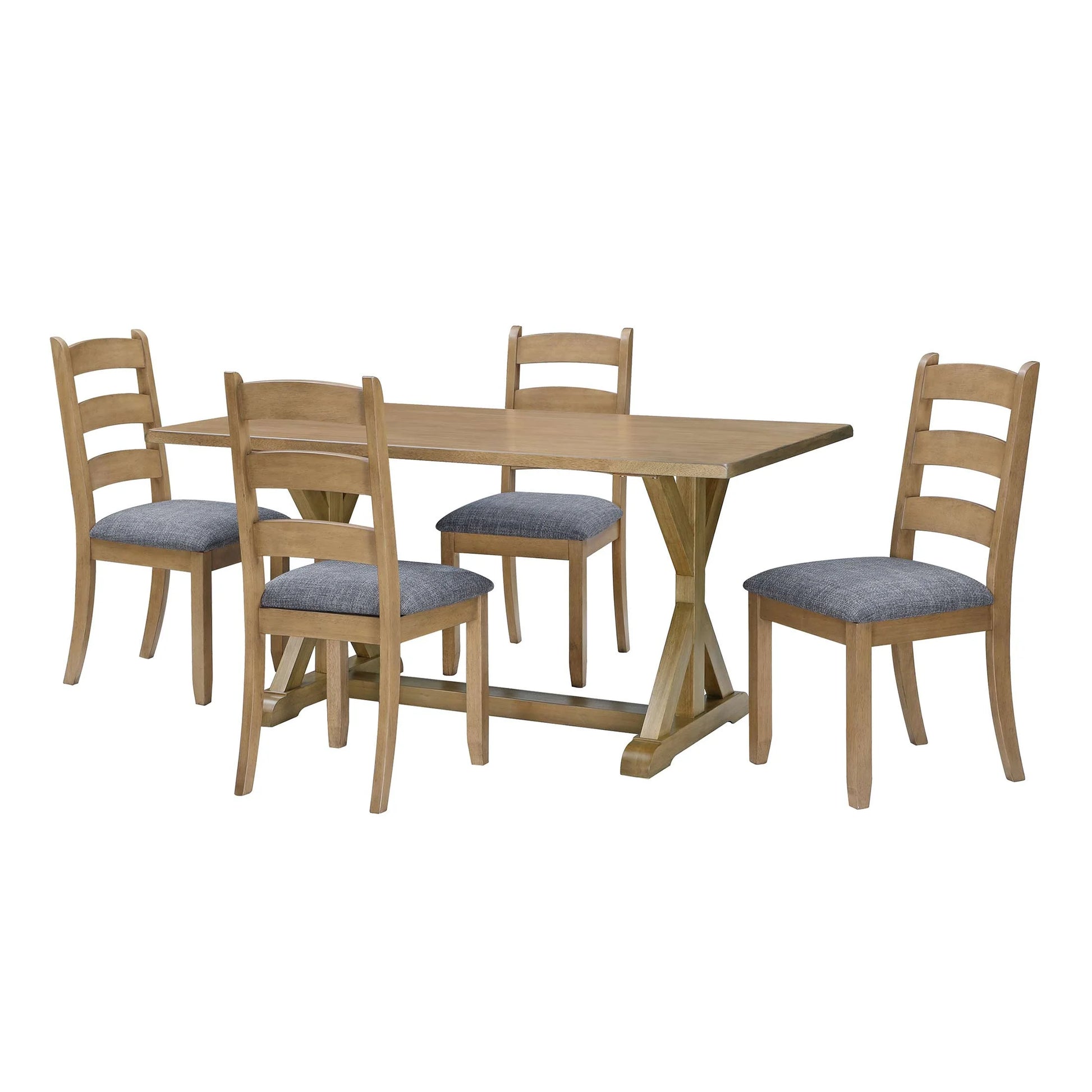 Modern 62 in Rectangle Solid Wood Dining Table, Light Honey