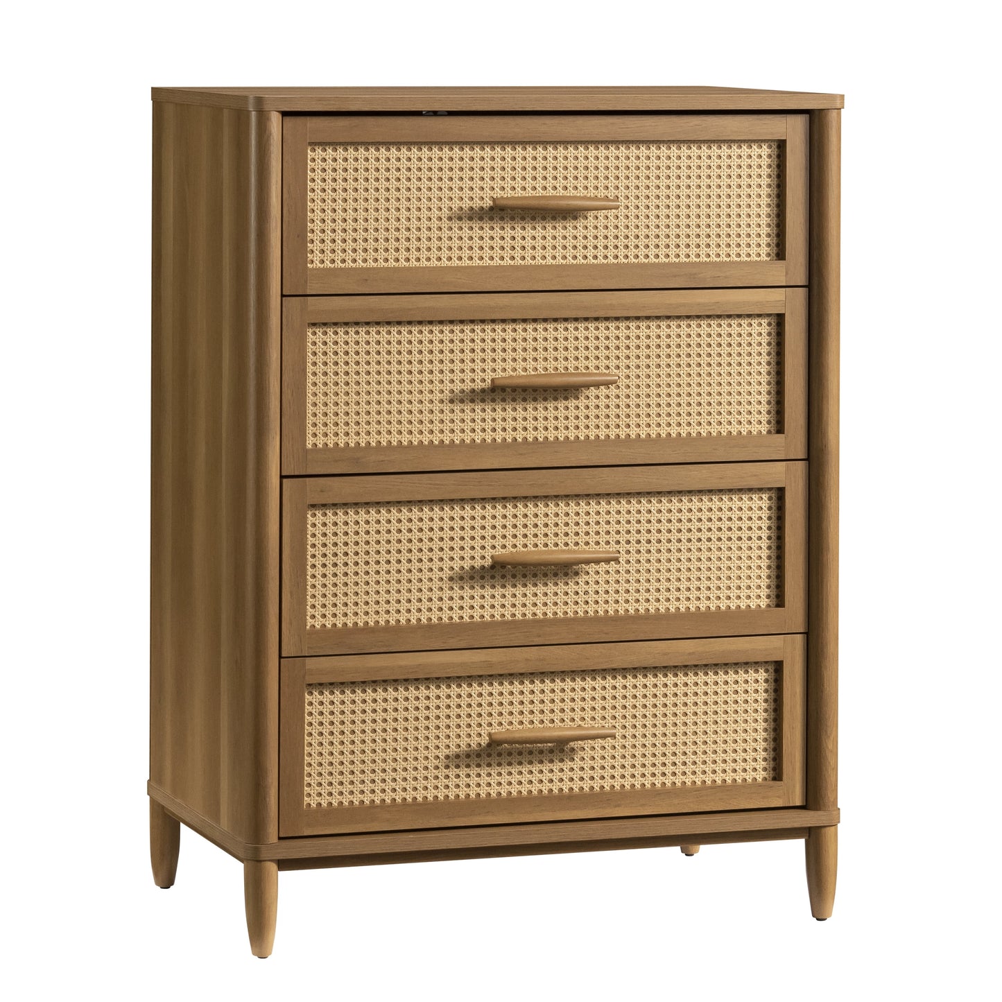 Springwood Caning 4-Drawer Dresser, Light Honey Finish