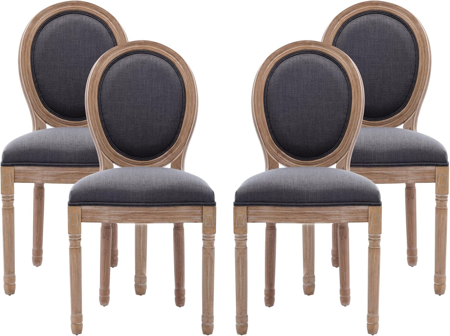 French Country Dining Chairs Set of 4, Farmhouse Dining Chairs, Wood round Back Dining Room Chair, for Dining Room/Living Room/Bedroom