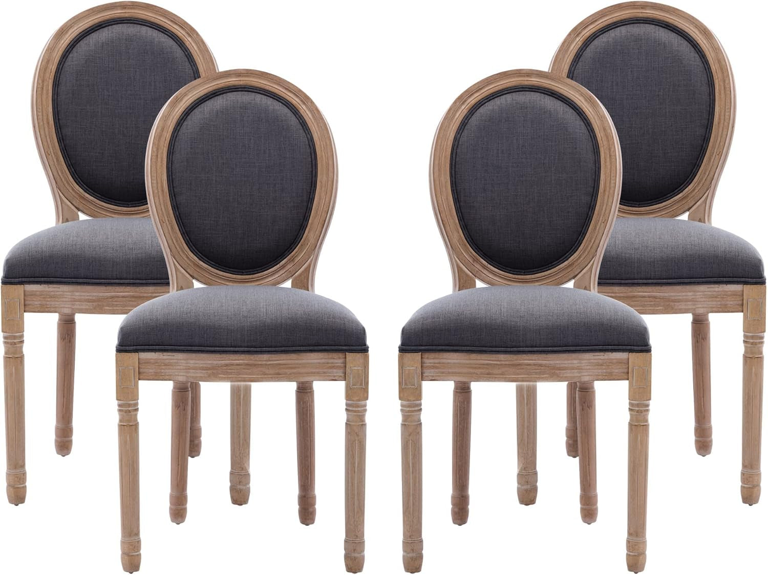 French Country Dining Chairs Set of 4, Farmhouse Dining Chairs, Wood round Back Dining Room Chair, for Dining Room/Living Room/Bedroom